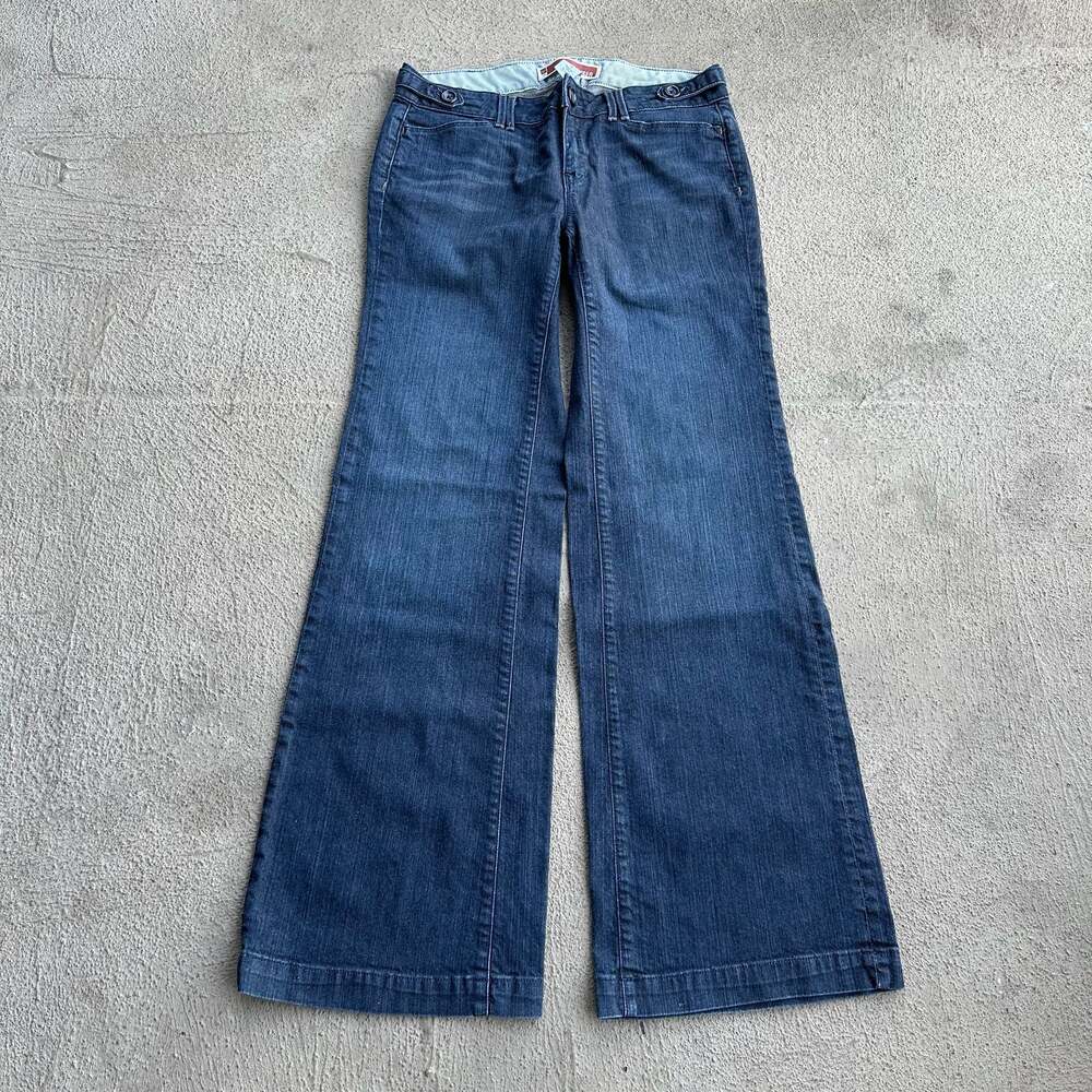 Insane Low Rise Gap Trouser Dark Wash Wide Leg Denim Jeans Size 6